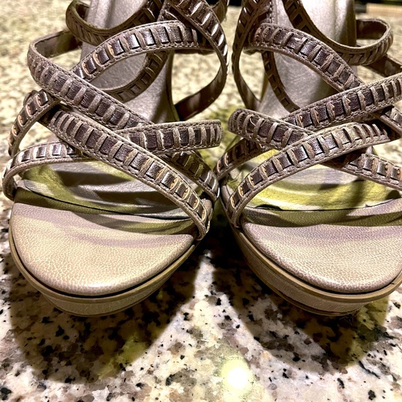 Tan w/Silver accents Strappy Sandal - Picture 2 of 10